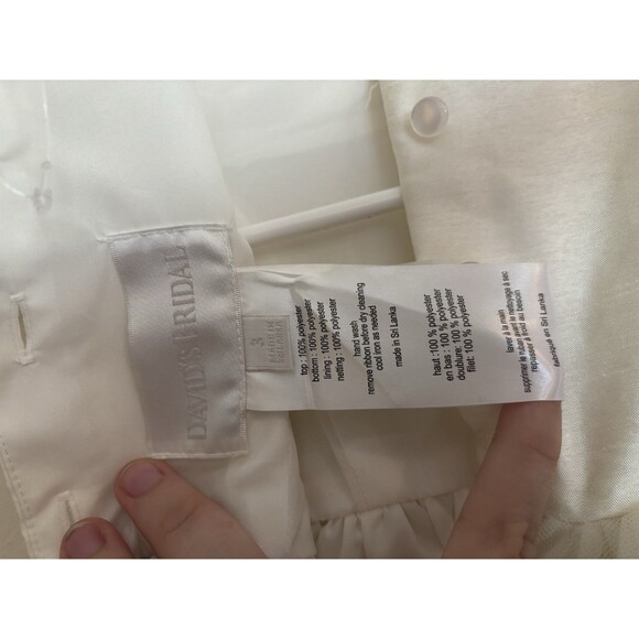 Davids Bridal White Flower Girl Dress Size 3 Formal Wedding Party - Picture 4 of 5